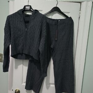 House of Harlow 1960 Dark Gray Cable Knit Set
